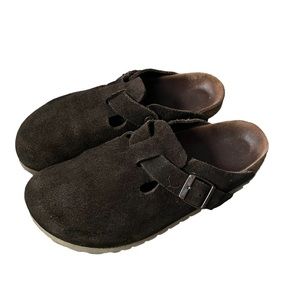 BIRKENSTOCK Boston Clog Brown Suede Size 38/US 7-7.5